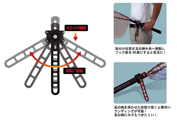 PROX タモホルダーＶ３ アジャスタブル可調角度撈網掛鉤可掛腰帶